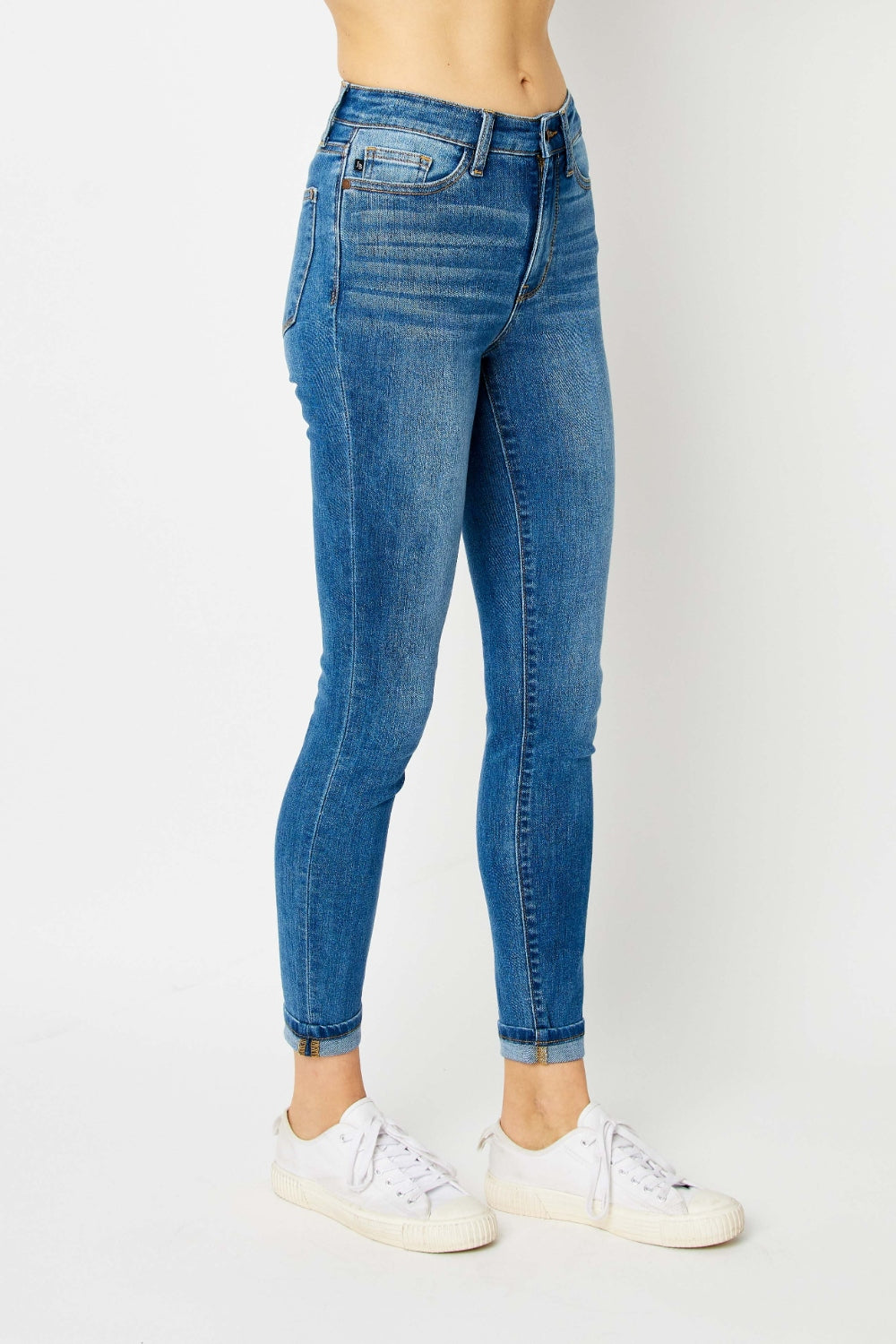 Judy Blue Full Size Cuffed Hem Low Waist Skinny Jeans