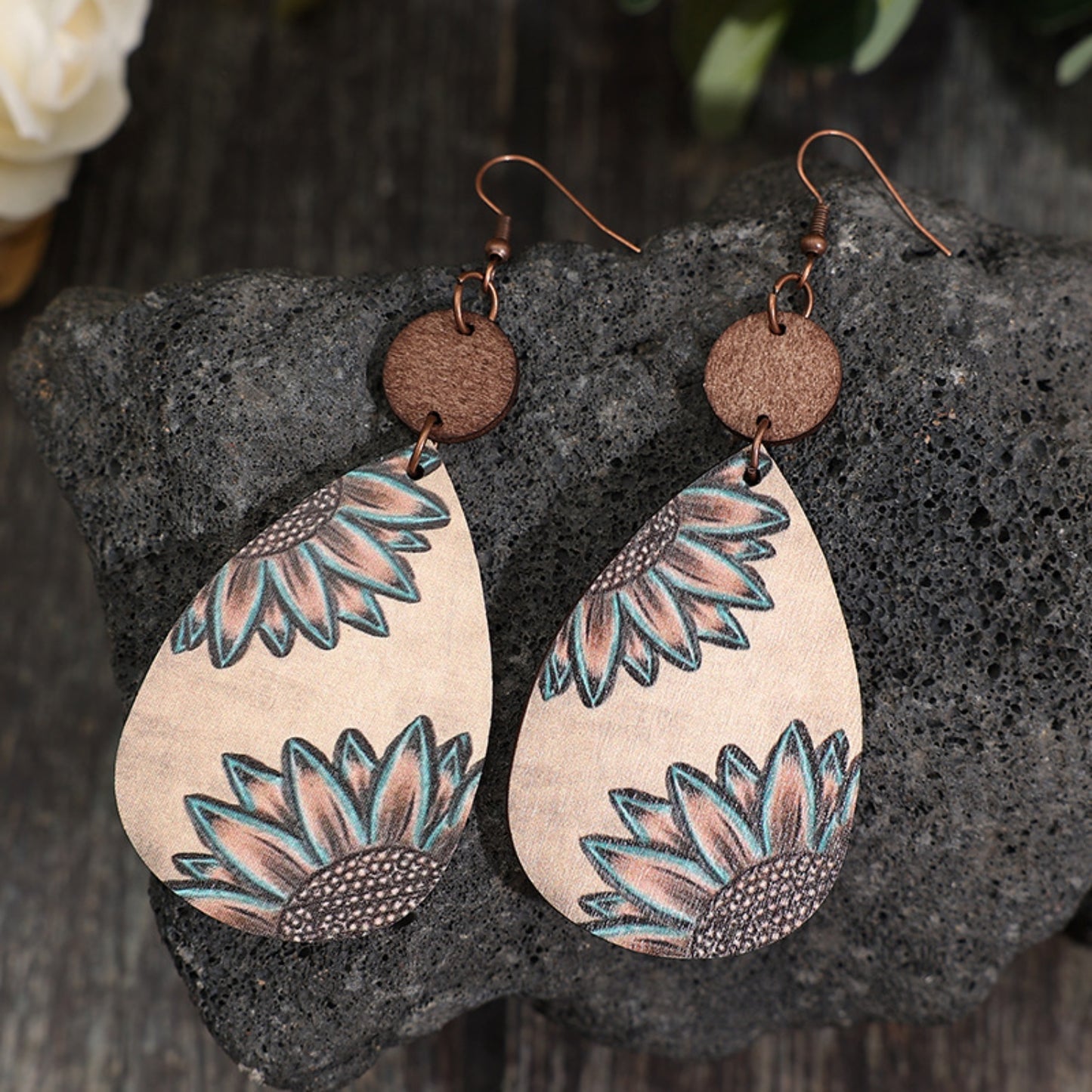 Wooden Fish Hook Dangle Earrings (Color Options)