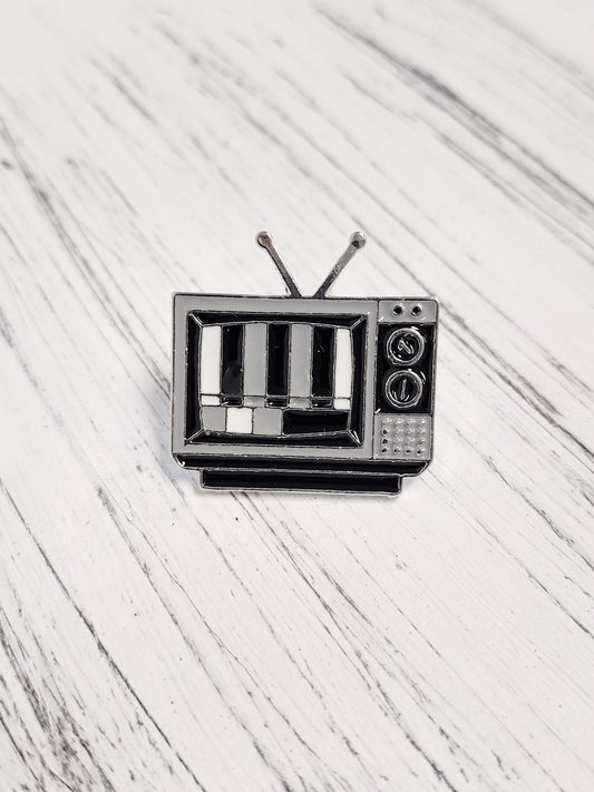 Black & White TV Enamel Pin