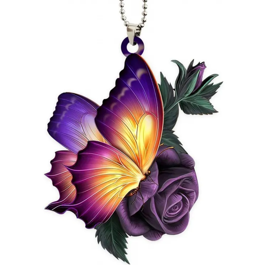 Orange & Purple Butterfly Ornament/Car Hanger