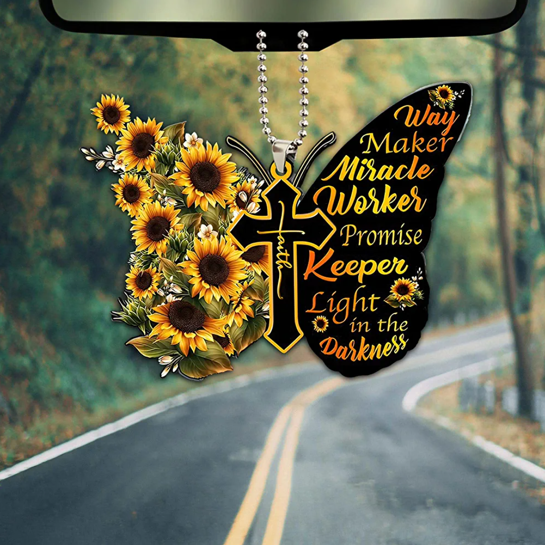 Sunflower Waymaker Butterfly Ornament/Car Hanger