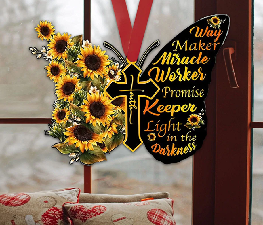 Sunflower Waymaker Butterfly Ornament/Car Hanger