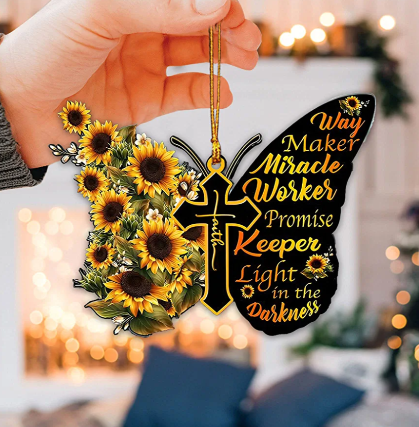 Sunflower Waymaker Butterfly Ornament/Car Hanger