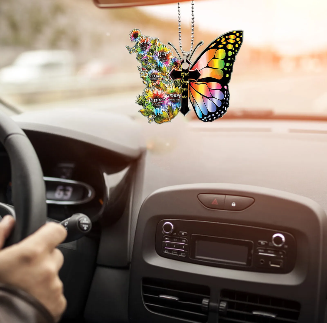 God Says You Are Butterfly Ornament/Car Hanger