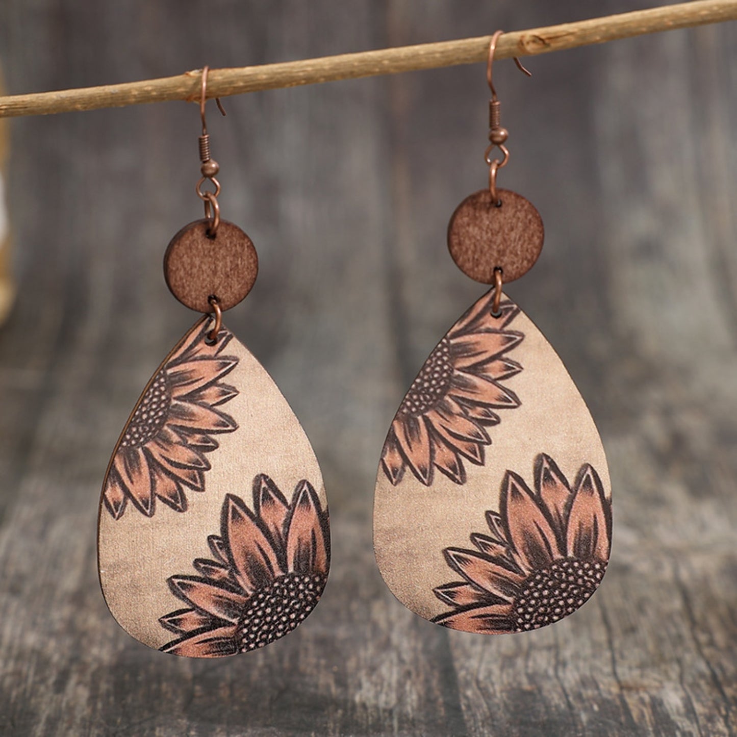 Wooden Fish Hook Dangle Earrings (Color Options)