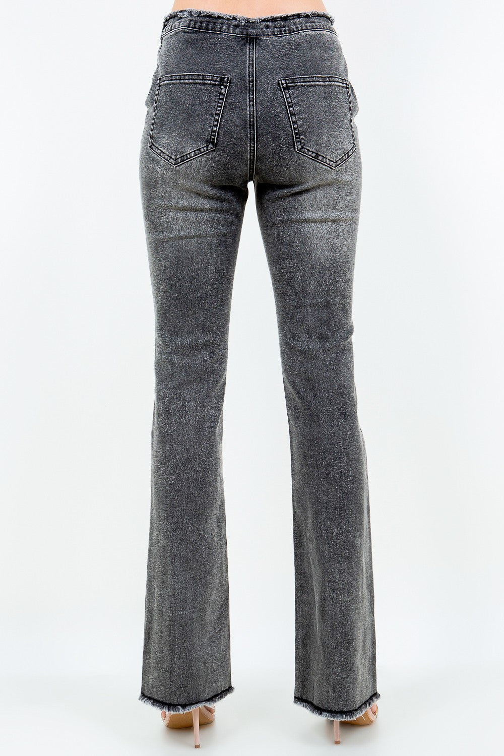 American Bazi V-Cut Ruched Flare Jeans