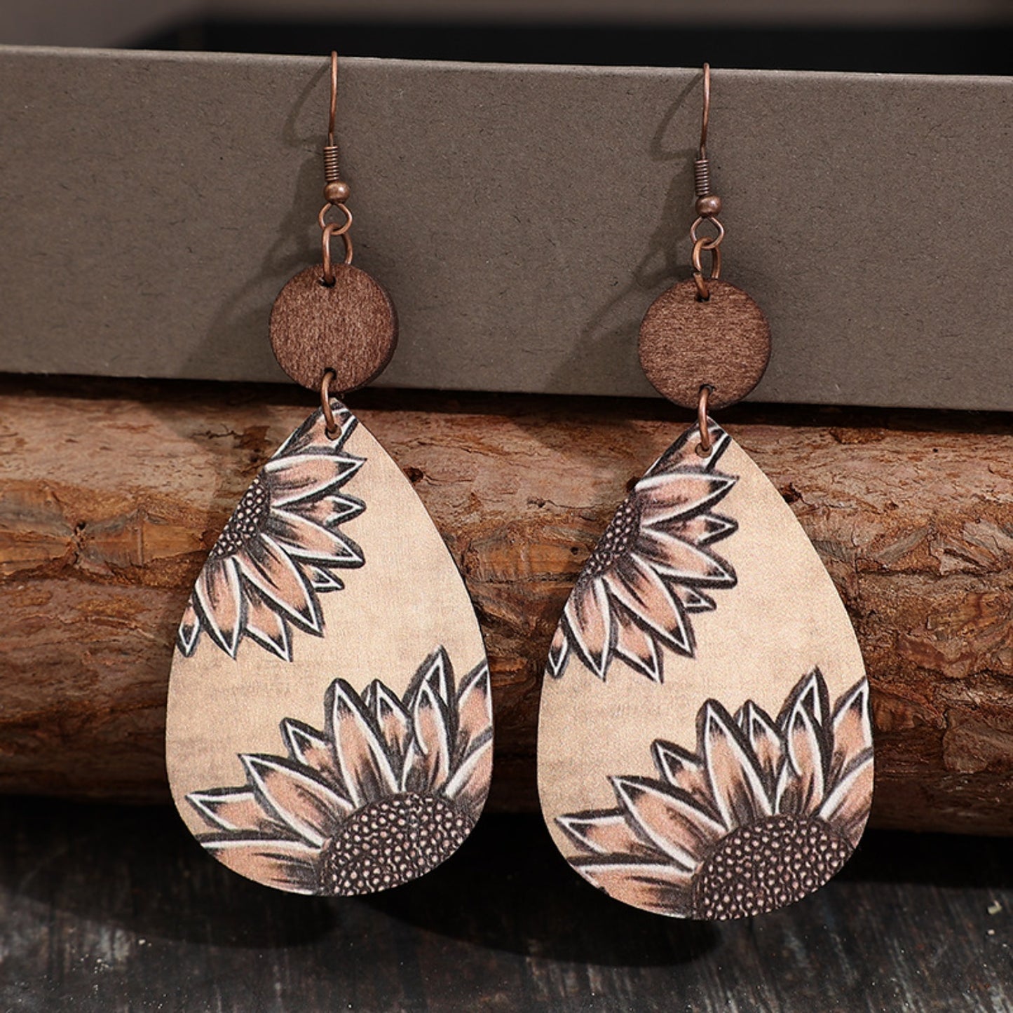 Wooden Fish Hook Dangle Earrings (Color Options)