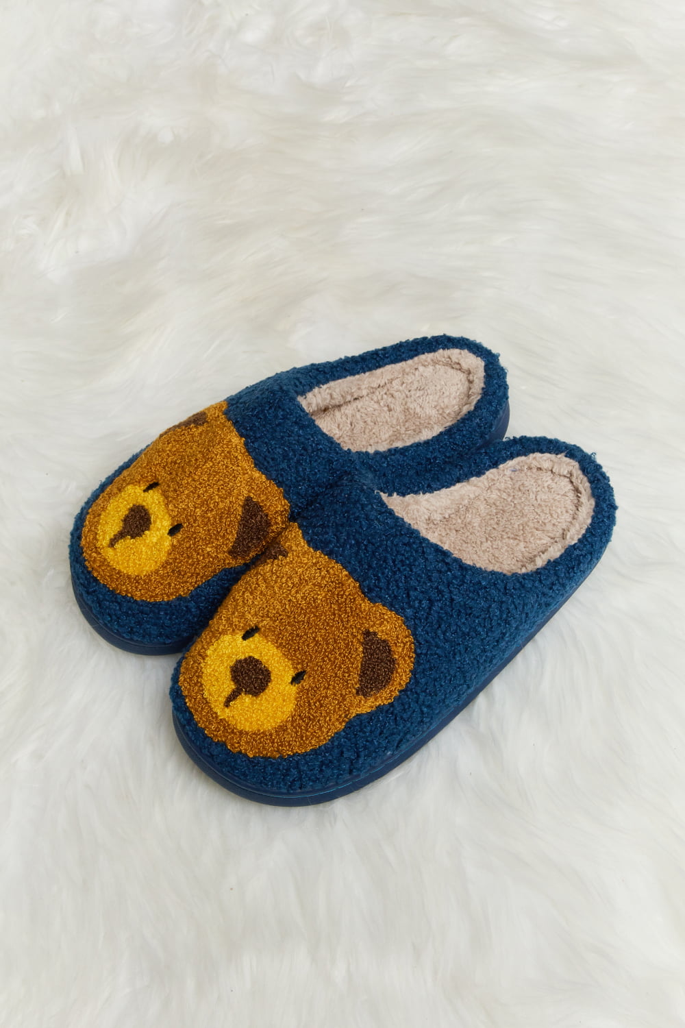 Melody Teddy Bear Print Plush Slide Slippers (Color Options)