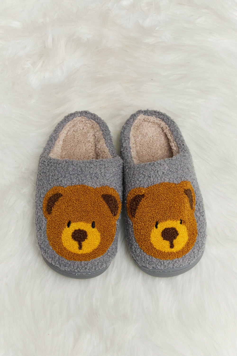 Melody Teddy Bear Print Plush Slide Slippers (Color Options)