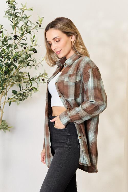 Plaid Dropped Shoulder Shirt (S, M or L)