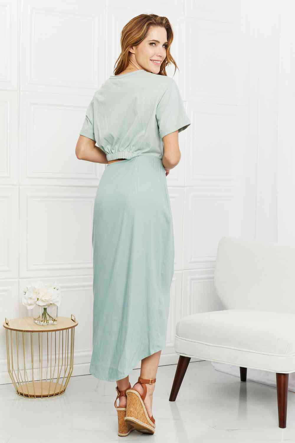 HEYSON Make It Work Cut-Out Midi Dress in Mint (S, M or L)