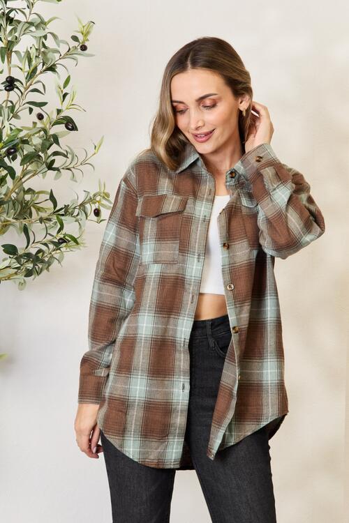 Plaid Dropped Shoulder Shirt (S, M or L)