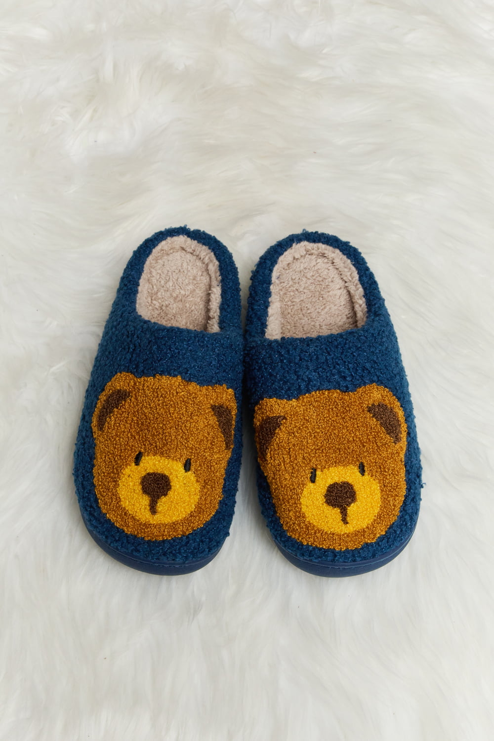 Melody Teddy Bear Print Plush Slide Slippers (Color Options)