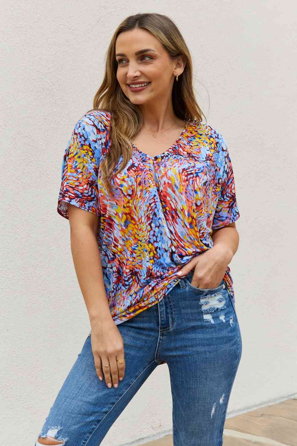 Be Stage Printed Dolman Flowy Top (S or M)