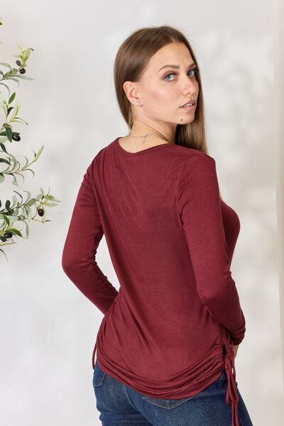 Culture Code Full Size Drawstring Round Neck Long Sleeve Top (M, L or 3X)