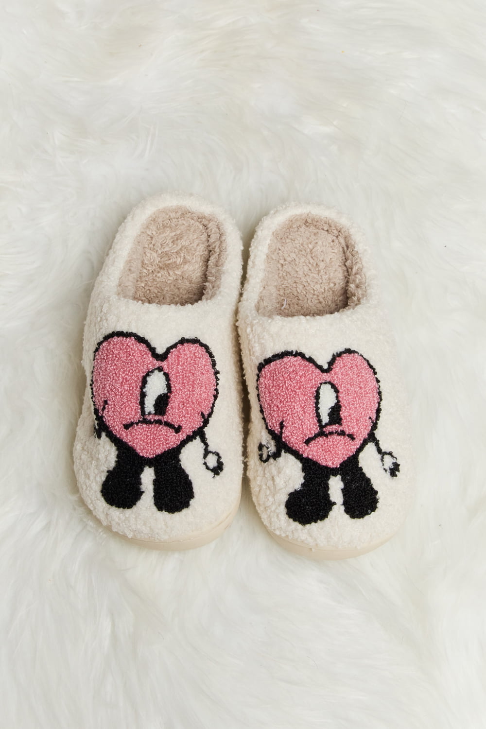 Melody Love Heart Print Plush Slippers (Color Options)