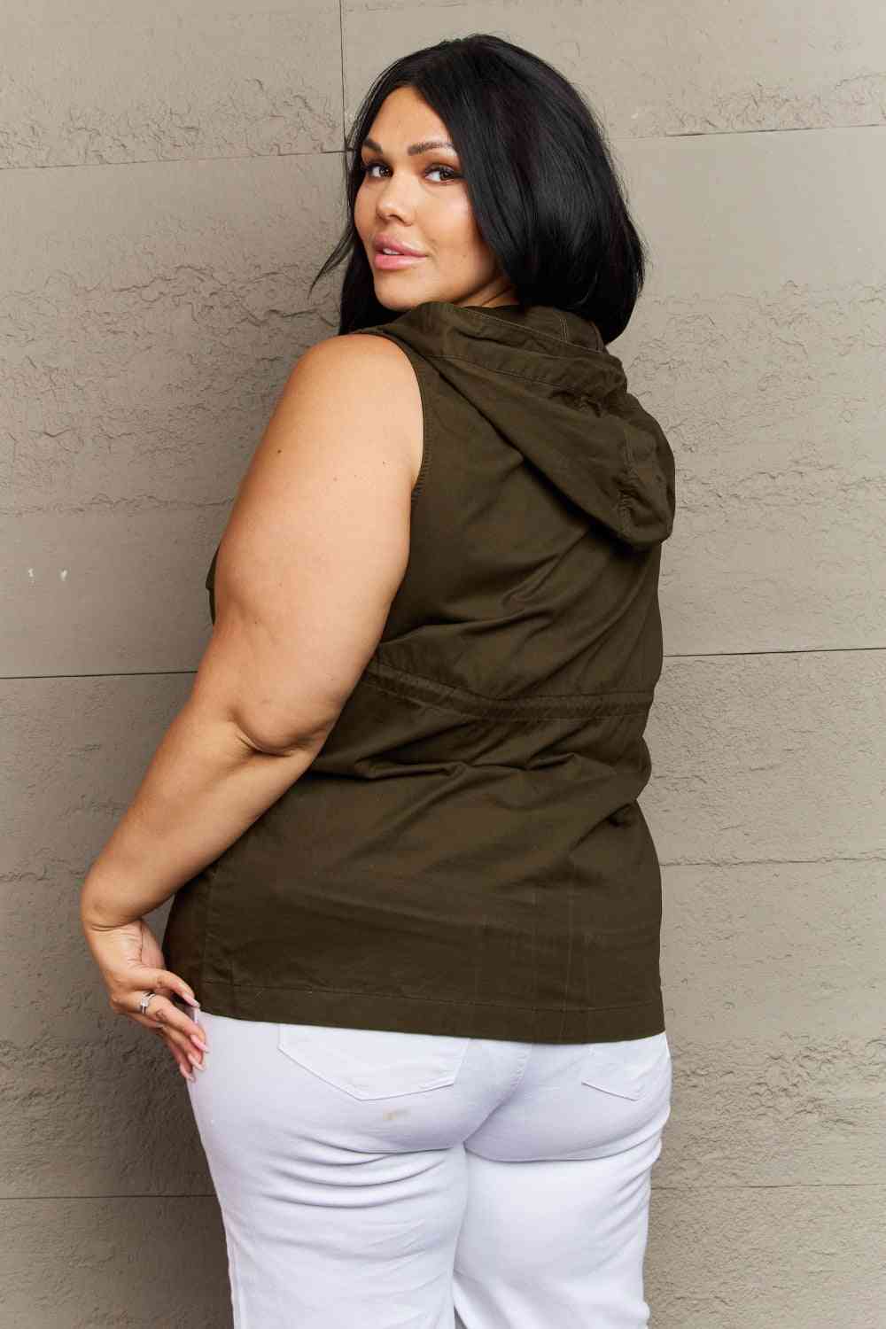 Zenana More To Come Full Size Military Hooded Vest (S, L or XL)