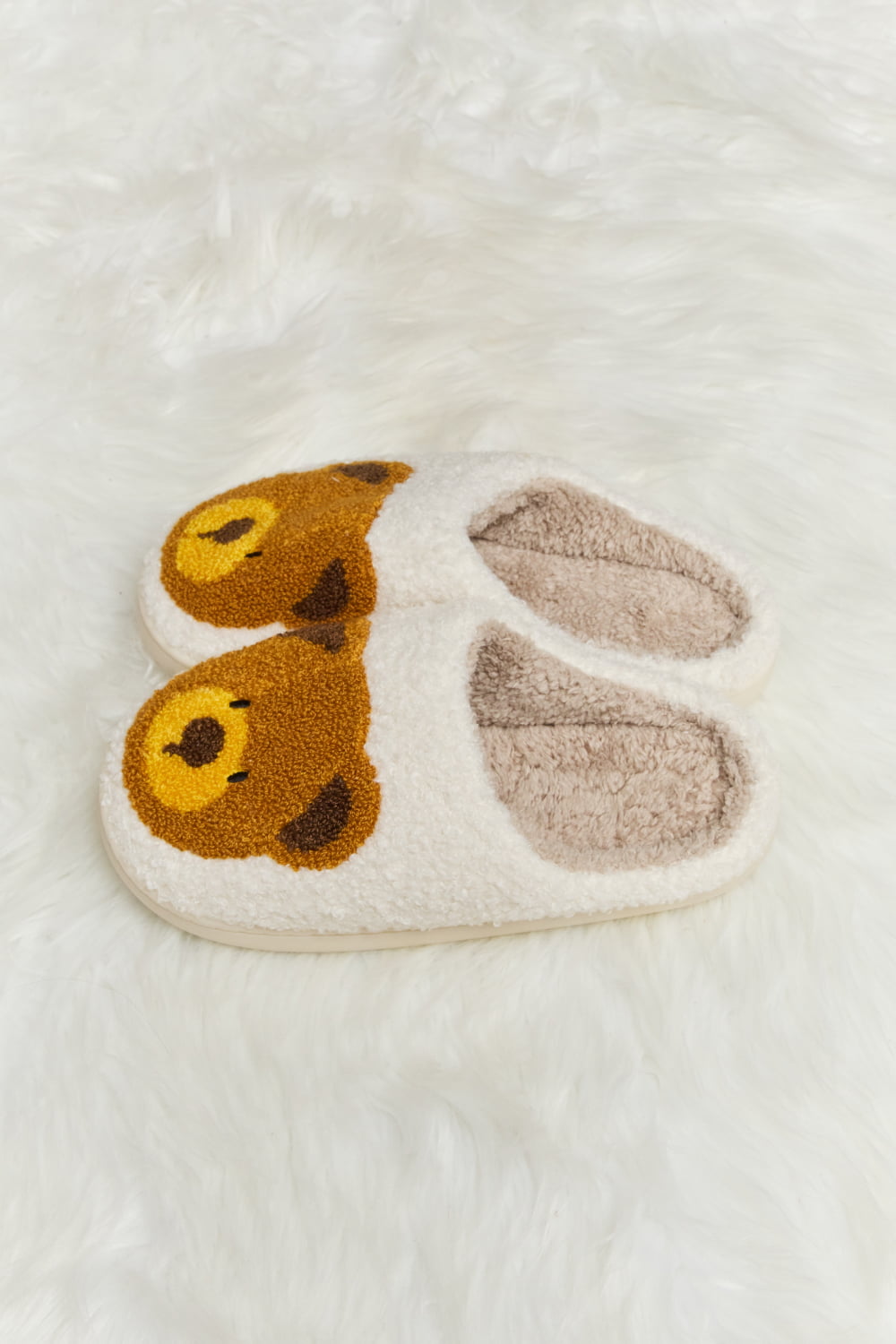 Melody Teddy Bear Print Plush Slide Slippers (Color Options)