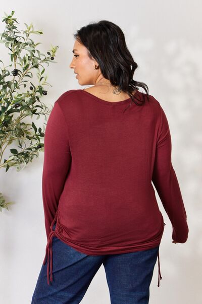 Culture Code Full Size Drawstring Round Neck Long Sleeve Top (M, L or 3X)