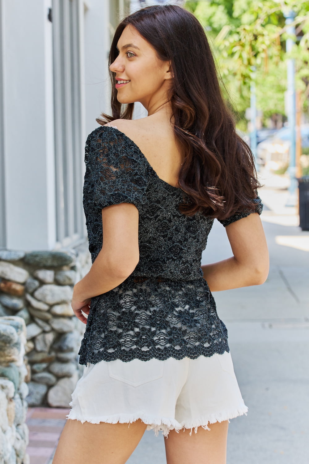 GeeGee Show Stopper Glitter Peplum Top (S)