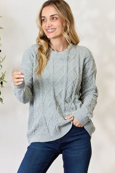 BiBi Cable Knit Round Neck Sweater (S or M)