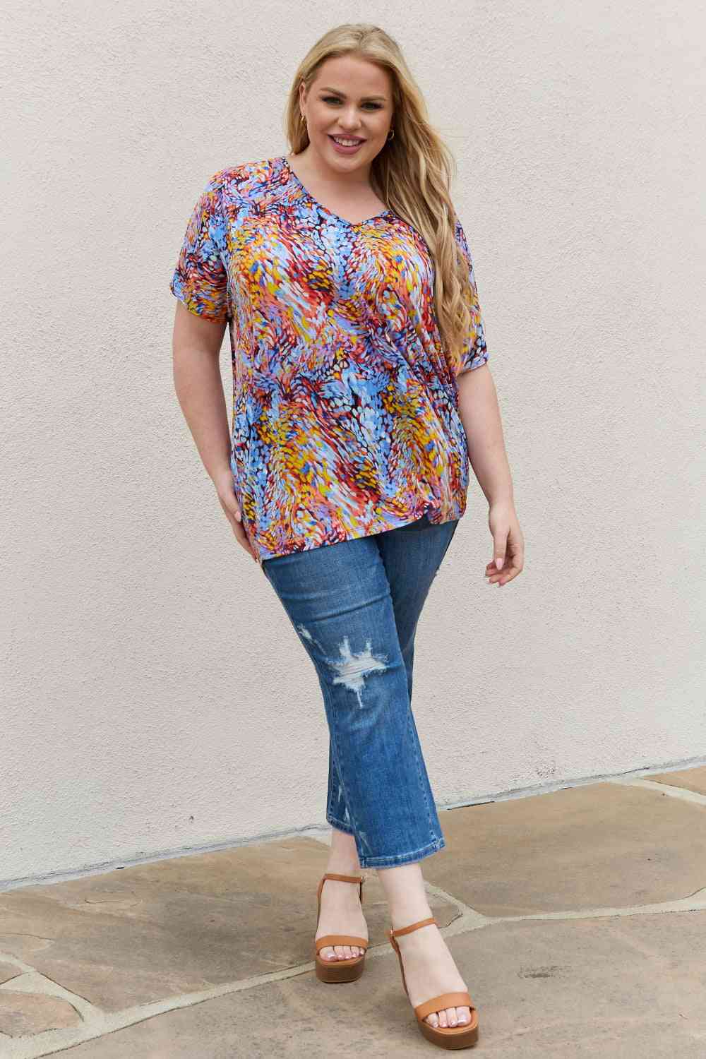 Be Stage Printed Dolman Flowy Top (S or M)