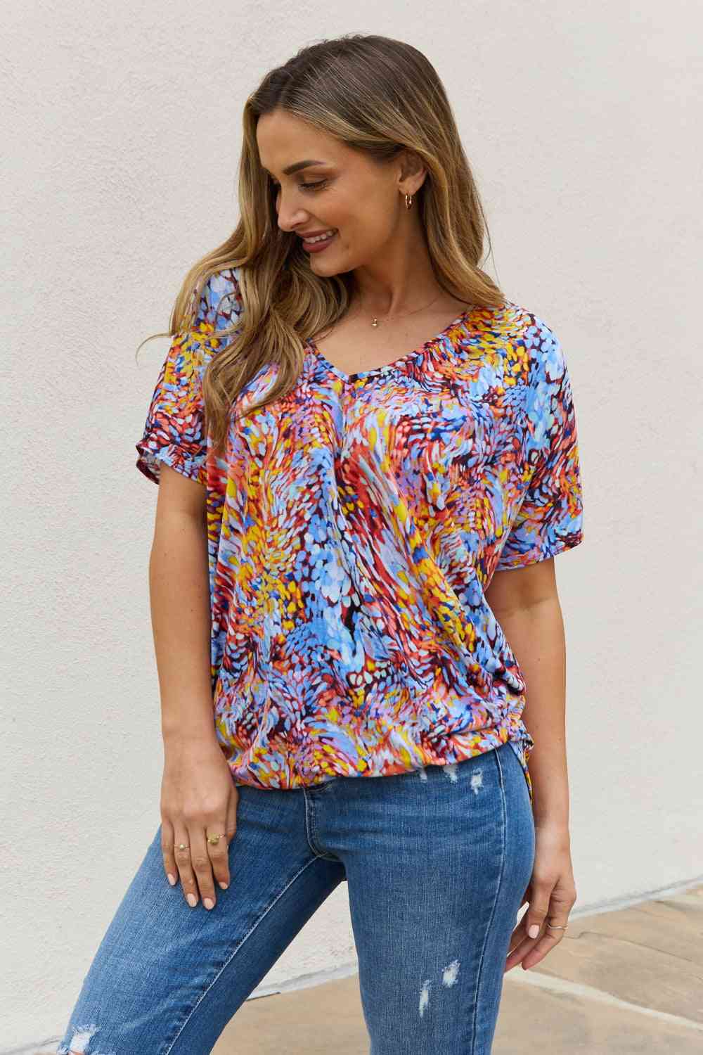 Be Stage Printed Dolman Flowy Top (S or M)