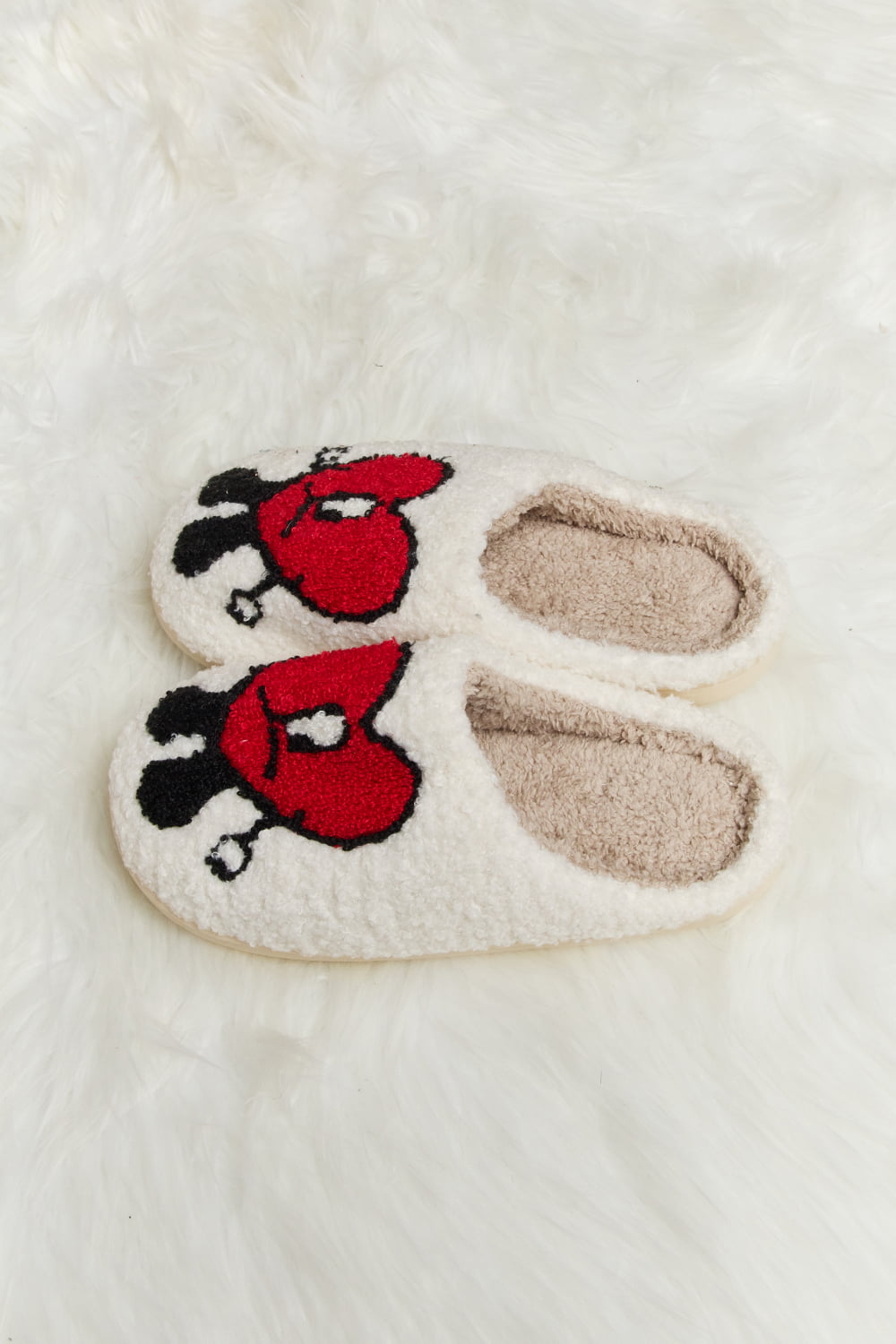 Melody Love Heart Print Plush Slippers (Color Options)