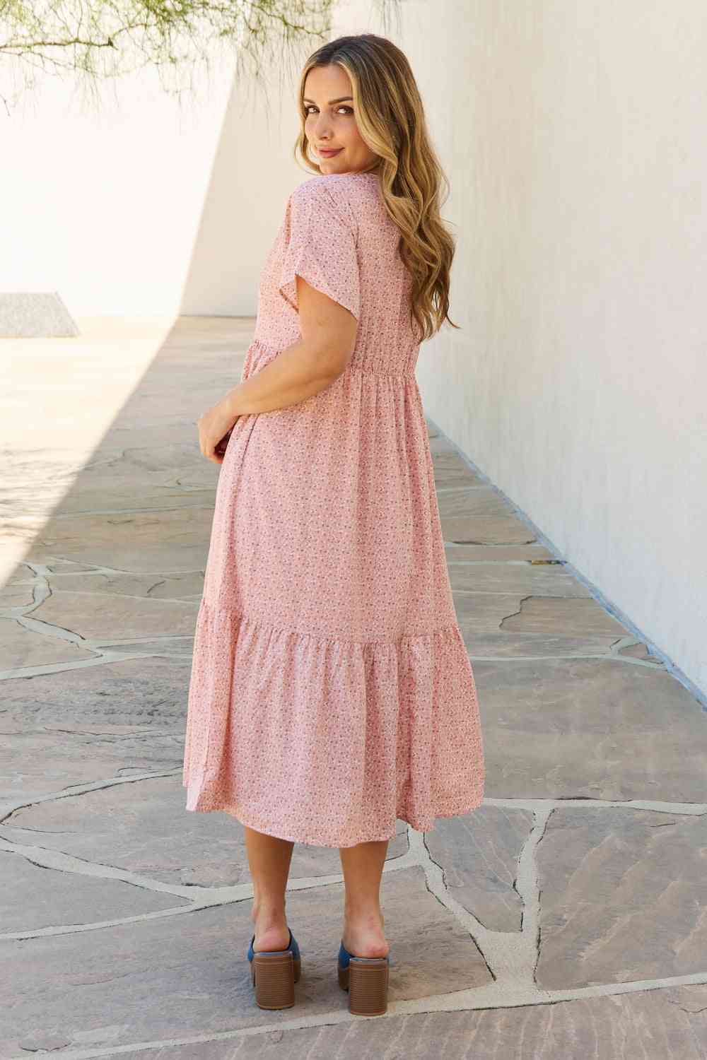 HEYSON Spring Baby Kimono Sleeve Midi Dress in Peach (S, M or L)