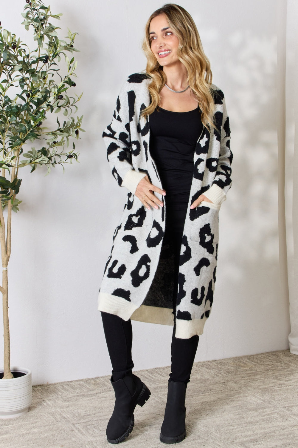 BiBi Leopard Open Front Cardigan (S or M)