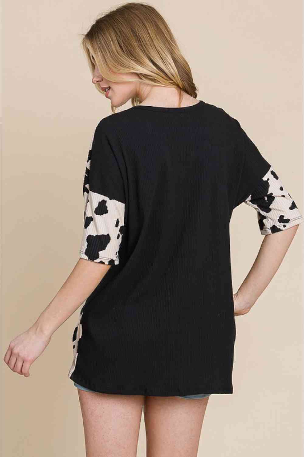 BOMBOM Rodeo Love Ribbed Animal Contrast Tee (S, M or XL)