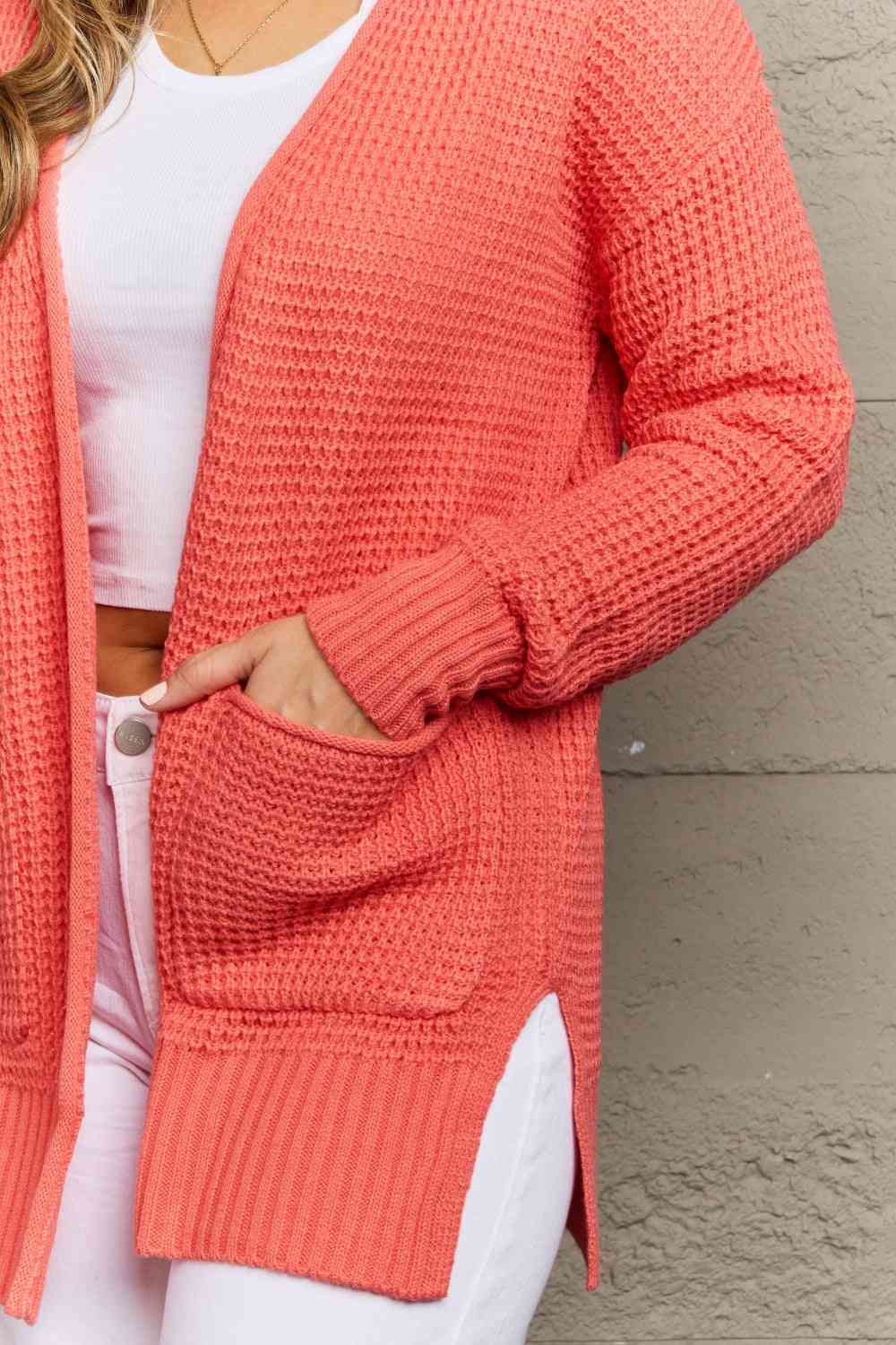 Zenana Bright & Cozy Waffle Knit Cardigan (L, XL or 1X)