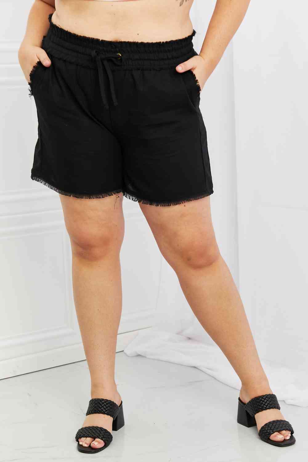 Zenana Seaside Full Size Linen Shorts (S, 2X or 3X)