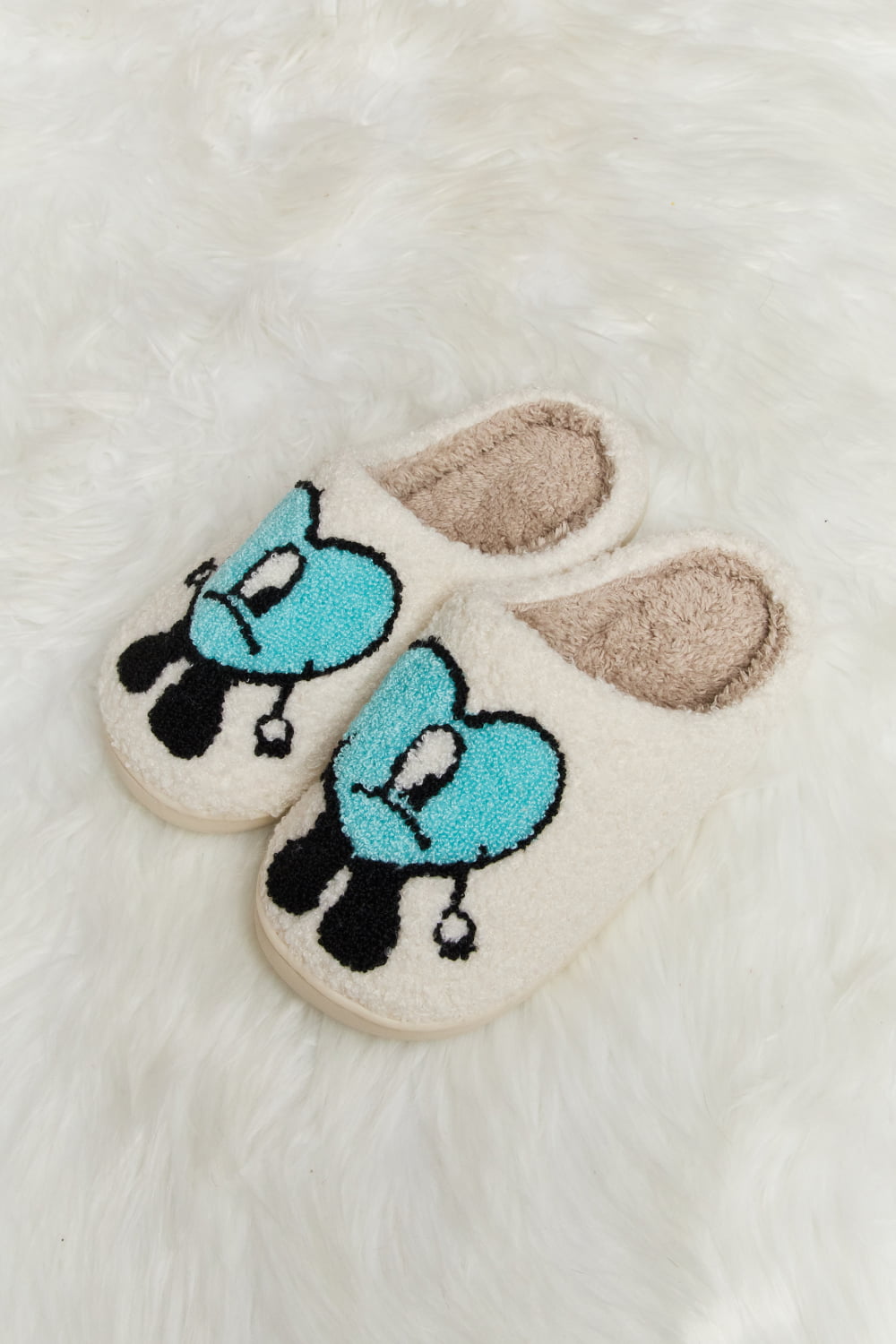 Melody Love Heart Print Plush Slippers (Color Options)