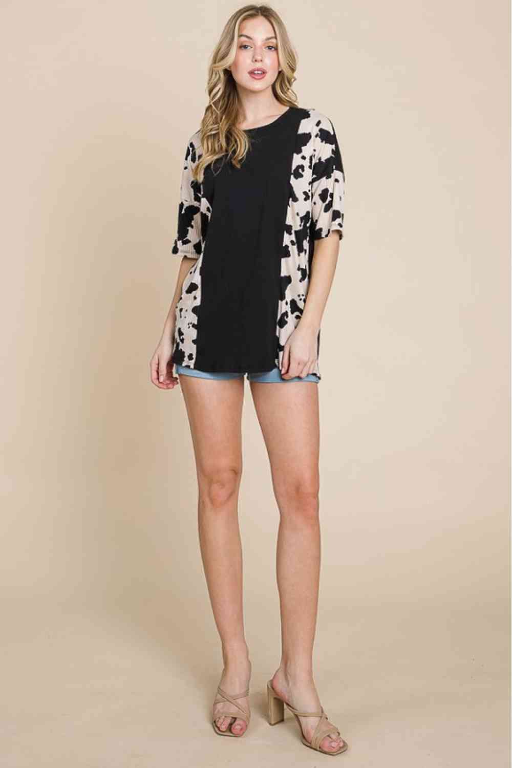 BOMBOM Rodeo Love Ribbed Animal Contrast Tee (S, M or XL)