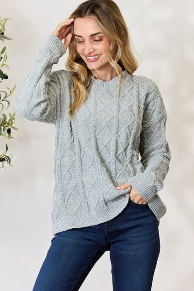 BiBi Cable Knit Round Neck Sweater (S or M)