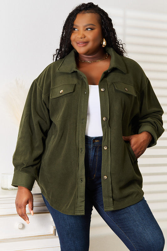 Heimish Cozy Girl Full Size Button Down Shacket (1x or 2x)