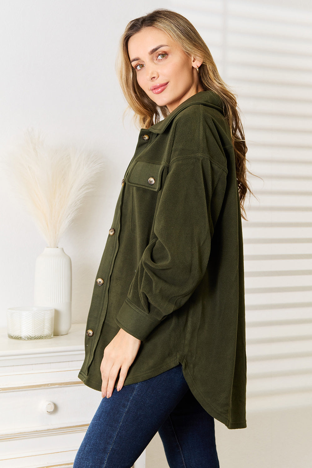 Heimish Cozy Girl Full Size Button Down Shacket (1x or 2x)