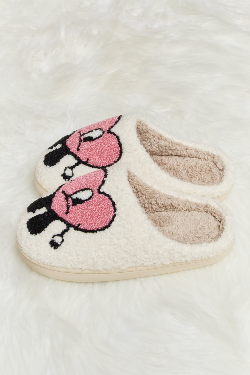 Melody Love Heart Print Plush Slippers (Color Options)