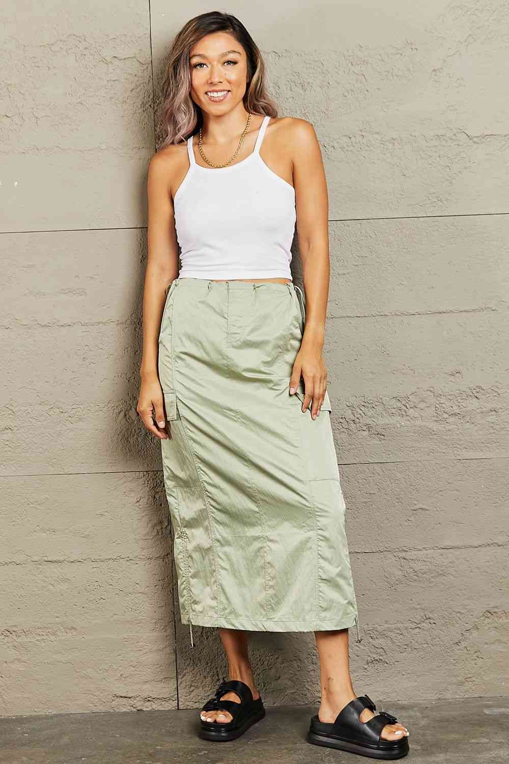 HYFVE Just In Time High Waisted Cargo Midi Skirt (S, M or L)