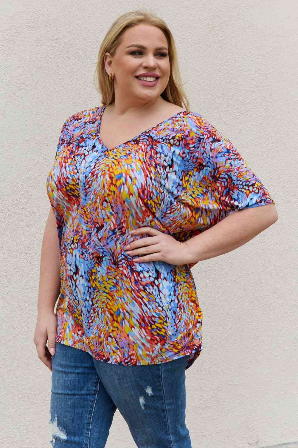 Be Stage Printed Dolman Flowy Top (S or M)