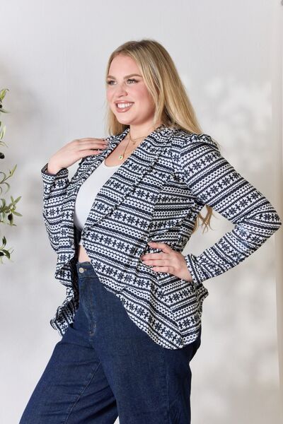 Heimish Full Size Open Front Printed Blazer (2x or 3x)