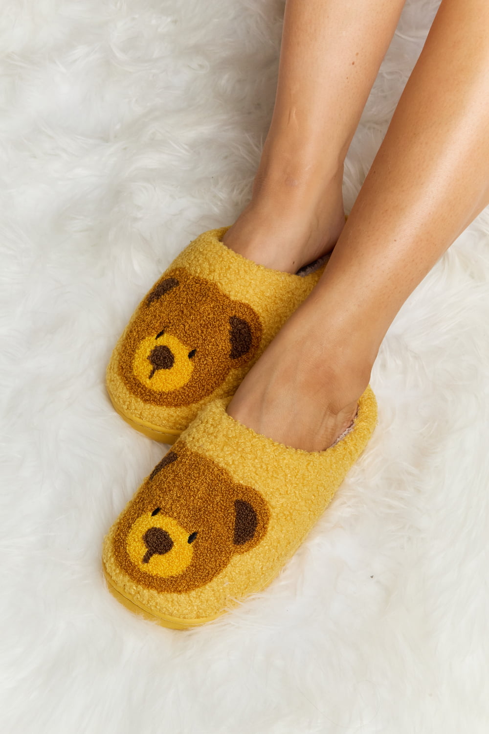 Melody Teddy Bear Print Plush Slide Slippers (Color Options)