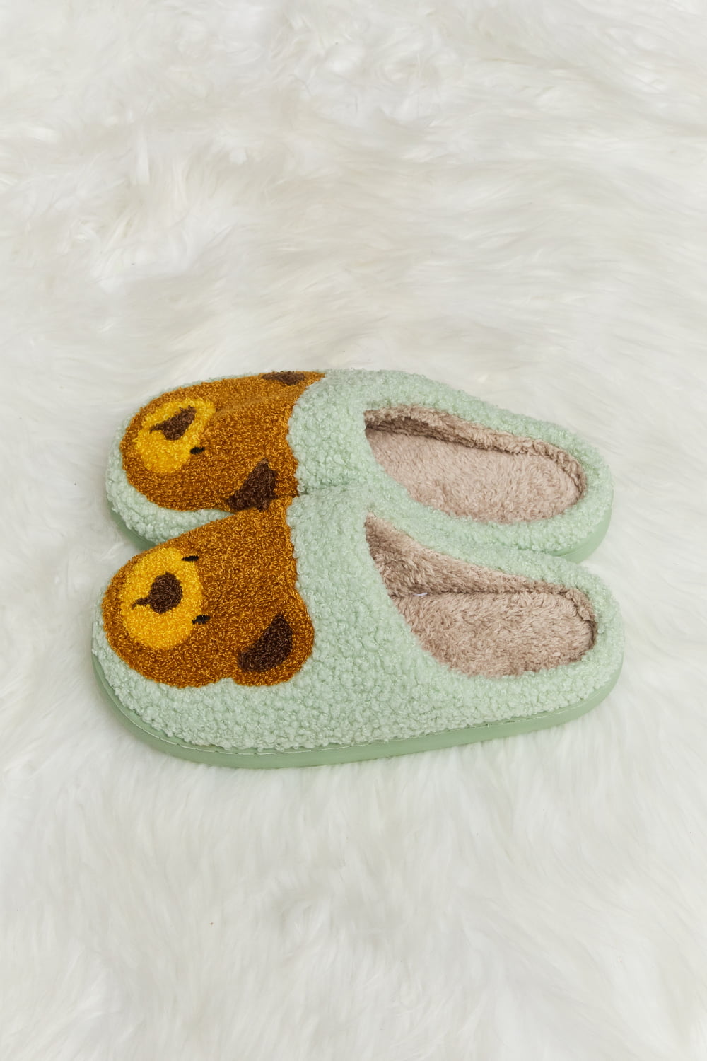 Melody Teddy Bear Print Plush Slide Slippers (Color Options)