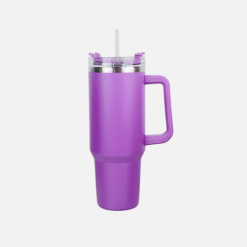 Stainless Steel Tumbler with Handle and Straw (Color Options)