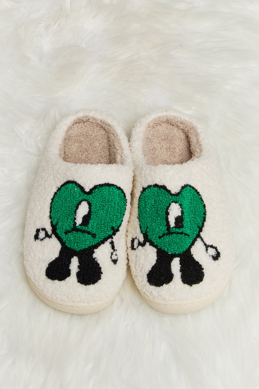 Melody Love Heart Print Plush Slippers (Color Options)