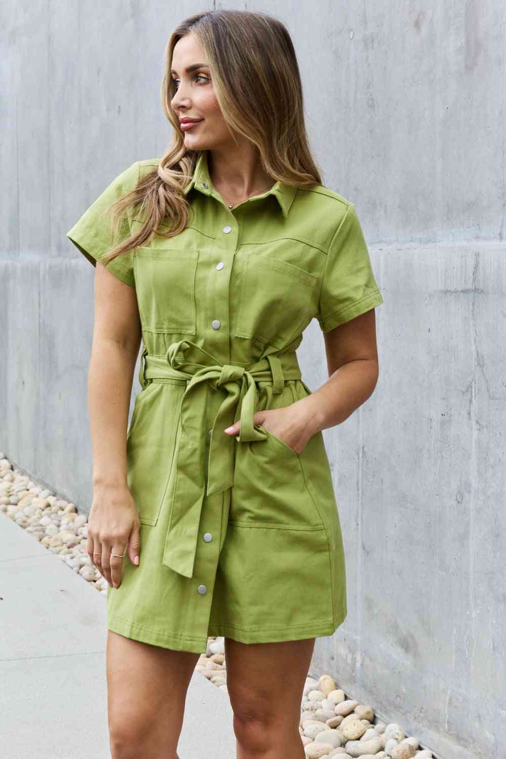 Jade By Jane Stick With Me Full Size Button Down Dress (S, M, 2X or 3X)