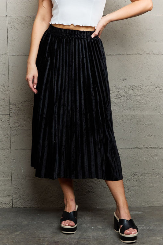 Ninexis Accordion Pleated Flowy Midi Skirt (OS)