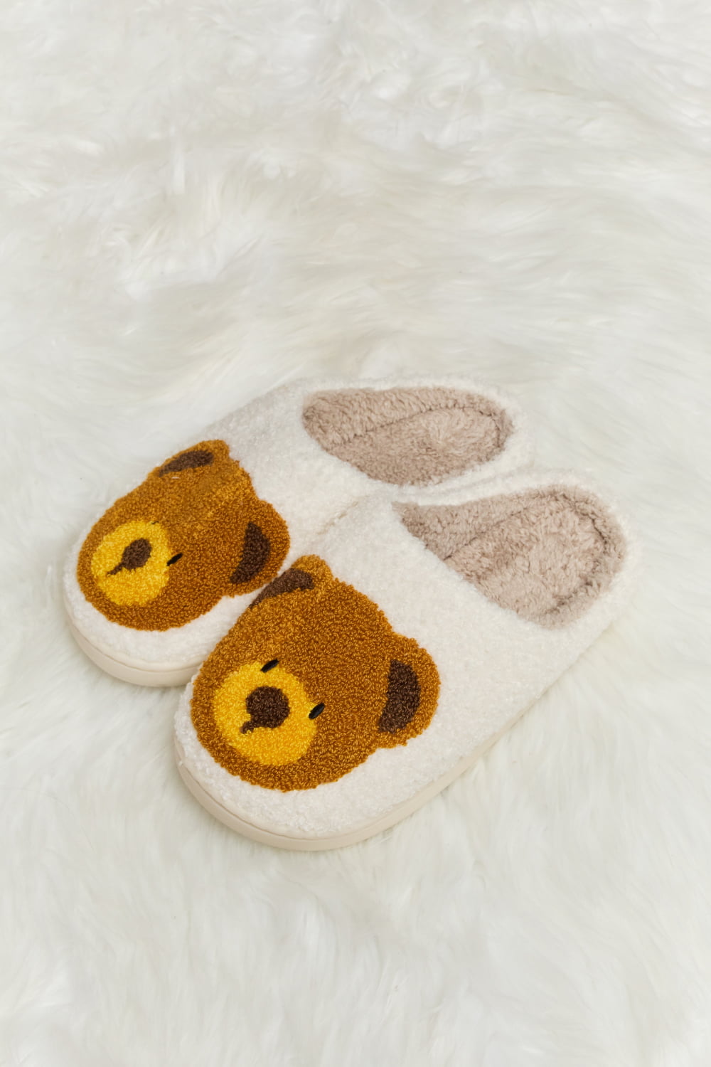 Melody Teddy Bear Print Plush Slide Slippers (Color Options)