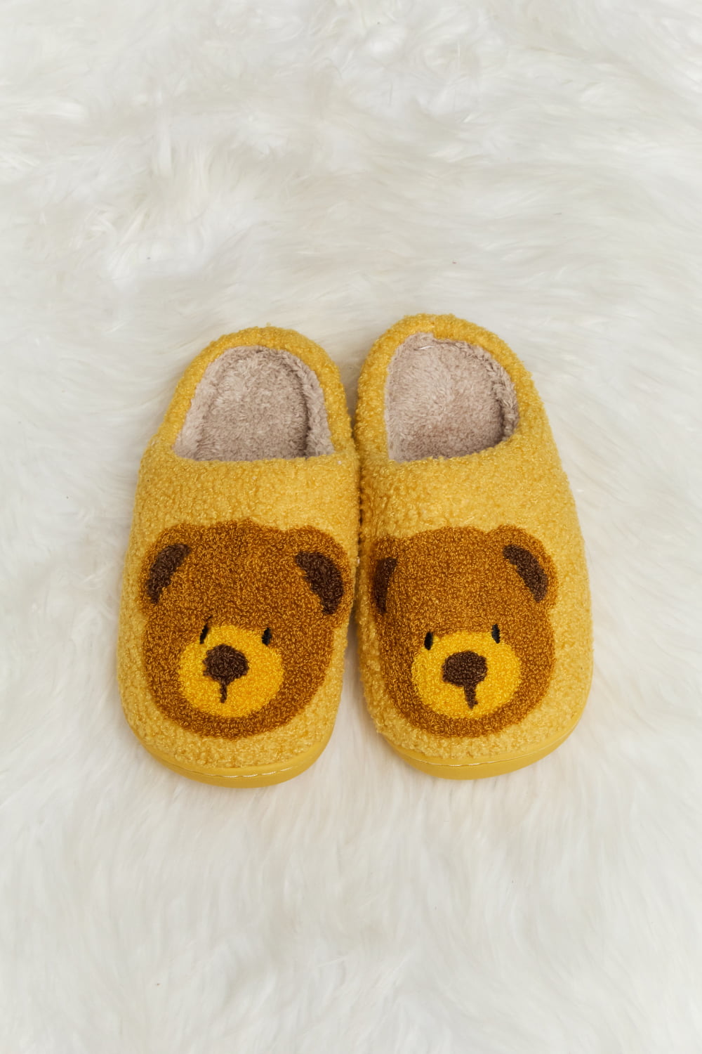 Melody Teddy Bear Print Plush Slide Slippers (Color Options)